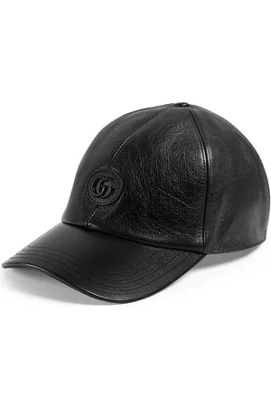 Gucci Double G leather baseball hat - Black