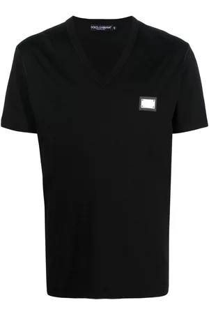 Dolce & Gabbana Men T-shirts - DG Essentials V-neck T-shirt - Black