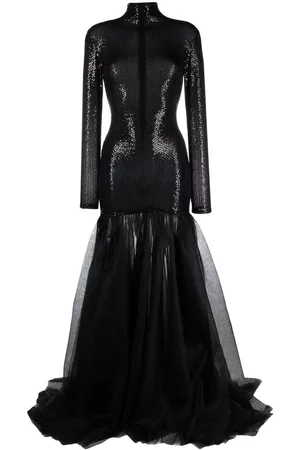 Atu Body Couture Women Evening Dresses - High-neck sequin mermaid gown - Black