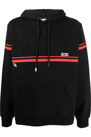 GCDS Stripe-detail cotton hoodie