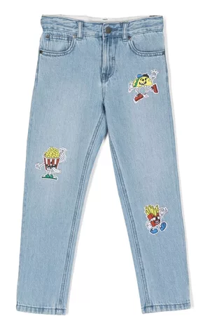 Stella McCartney Boys Jeans - All-over motif-patches jeans - Blue