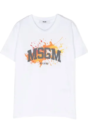 Msgm Paint-splatter logo-print T-shirt
