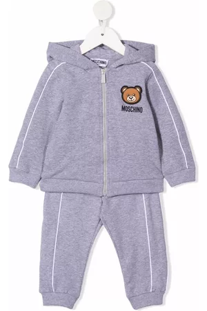 Moschino Teddy-patch hoodie tracksuit set - Grey