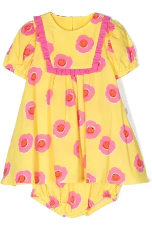 Stella McCartney Floral-print puff-sleeve dress - Yellow