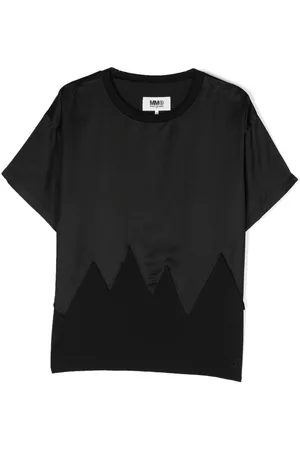 Maison Margiela Boys Short Sleeved T-Shirts - Zigzag-panel short-sleeve T-shirt - Black