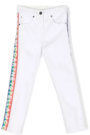 Stella McCartney Straight Jeans - Logo-tape straight-leg jeans - White