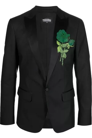 Dsquared2 Men Blazers - Floral-detail single-breasted blazer - Black
