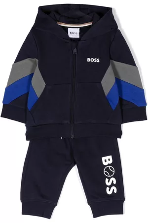 HUGO BOSS Sports Hoodies - Chevron-stripe hooded tracksuit - Blue
