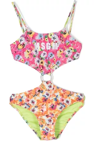Msgm Floral logo-print trikini - Pink