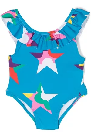 Stella McCartney Swimsuits - Star-print ruffled one-piece - Blue