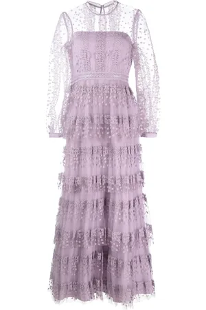 Self-Portrait Tiered lace maxi dress