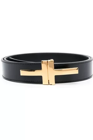 Tom Ford Logo-plaque leather belt - Black