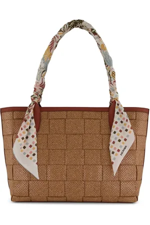 Zac Posen Womens Brown Cream Iris Large Shopper Macrame Bag Handbag