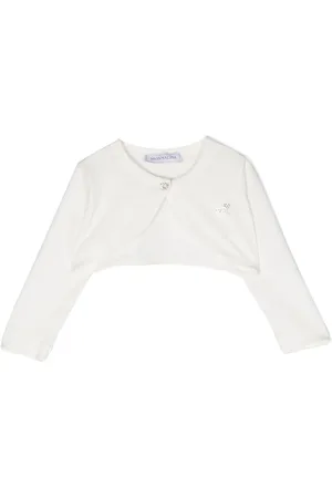 MONNALISA Rhinestone-logo cropped cardigan