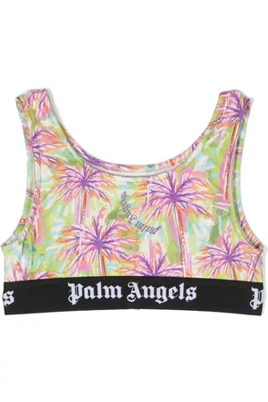 Palm Angels Palm tree print cropped sports top - Green