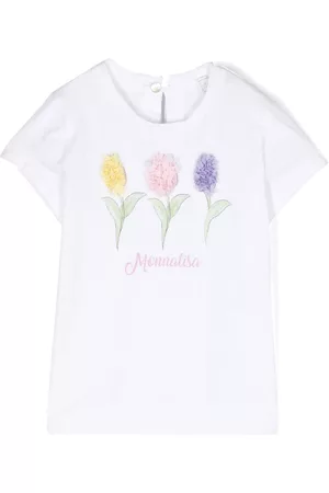 MONNALISA Floral-appliqué cotton T-shirt - White