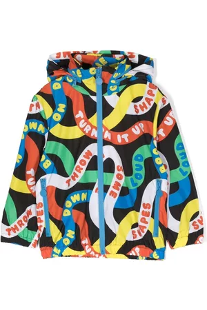 Stella McCartney Boys Rainwear - Graphic-print hooded rain jacket - Blue