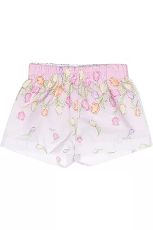 MONNALISA Shorts - Floral-print cotton shorts - Pink