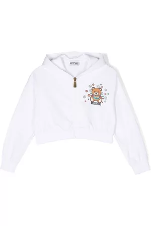 Moschino Girls Fleece Jackets - Teddy Bear-print jacket - White
