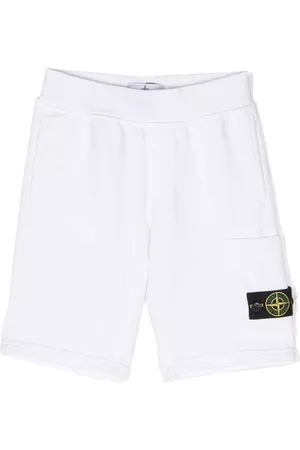 Stone Island Compass-patch cargo shorts - White