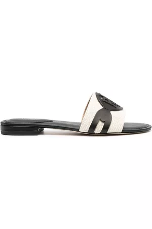 Ralph Lauren Logo-appliqué flat slides - Neutrals