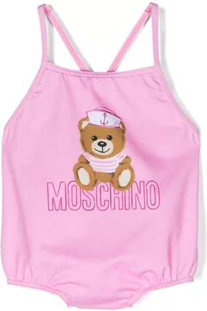 Moschino Girls Bikinis - Teddy Bear crossover-straps one-piece - Pink