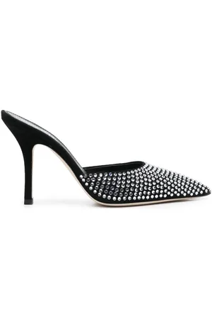 PARIS TEXAS Rhinestone 100mm leather mules
