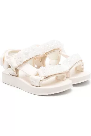 MONNALISA Flat Shoes - Sequin-embellished flat sandals - Neutrals