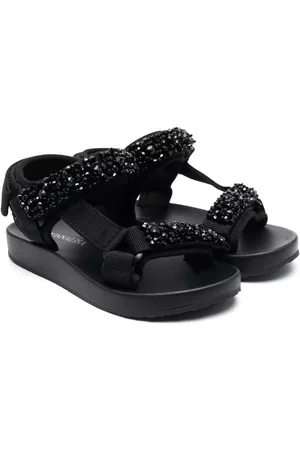 MONNALISA Sandals - Rhinestone embellished sandals - Black