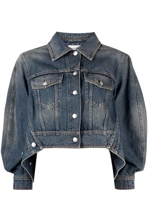 Alexander McQueen Women Denim Jackets - Cropped denim jacket - Blue