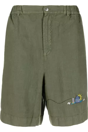 NICK FOUQUET Men Bermudas - Motif-embroidered bermuda shorts - Green