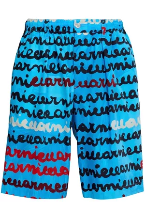 Marni Handwriting-print shorts - Blue