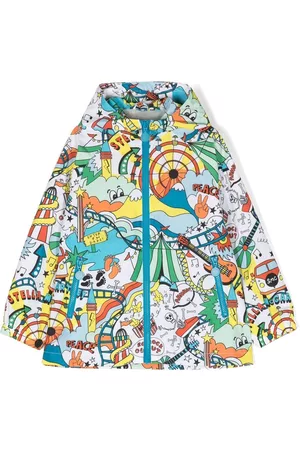 Stella McCartney Boys Jackets - Graphic-print hooded jacket - Neutrals