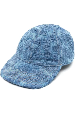 OFF-WHITE Men Caps - Floral-embroidered denim cap - Blue