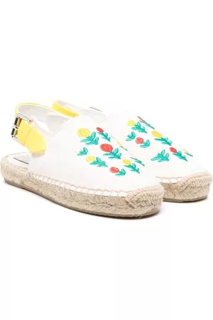 Stella McCartney Floral-embroidered slingback espadrilles - White