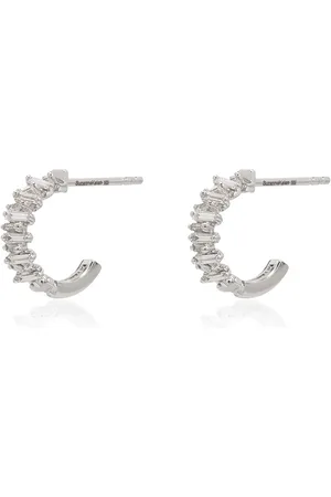 Suzanne Kalan 18kt white gold Classic Zigzag mini diamond hoop earrings