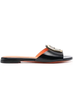 santoni Apricot leather slip-on sandals