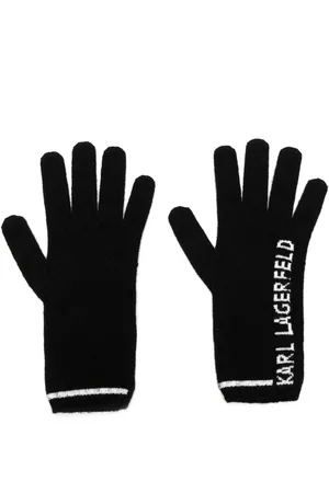 Karl Lagerfeld Women Gloves - Intarsia-knit logo gloves - Black