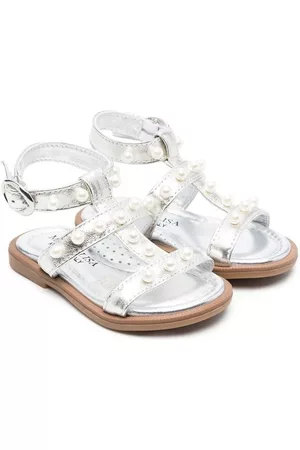 MONNALISA Faux-pearl embellished sandals - Grey
