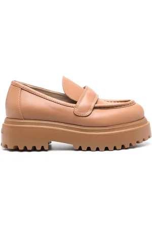 LE SILLA Embossed-logo leather loafers