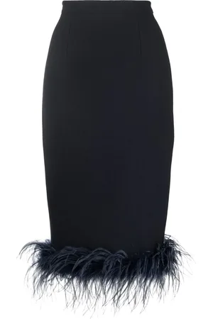 Styland Feather-trim high-waisted skirt