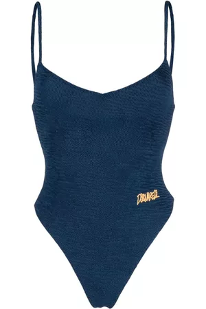 Dsquared2 Women Swimsuits - Textured logo-embroidered swimsuit - Blue