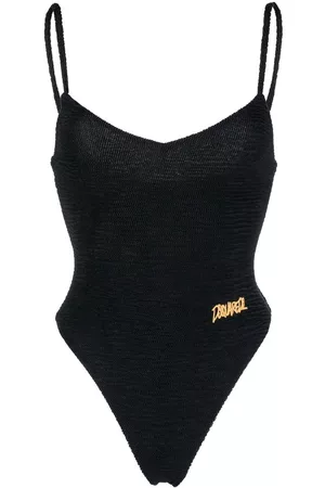 Dsquared2 Women Swimsuits - Textured logo-embroidered swimsuit - Black
