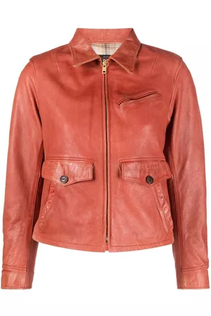 Ralph Lauren Women Leather Jackets - Zip-up leather jacket - Red