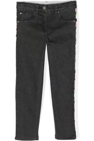Stella McCartney Striped-trim slim jeans - Black