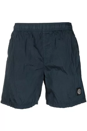 Stone Island Men Swim Shorts - Embroidered-logo swim shorts - Blue