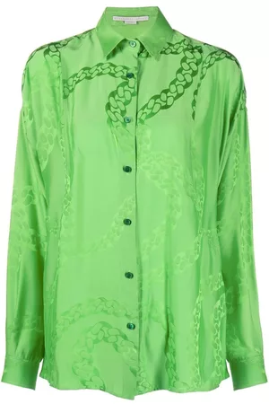 Stella McCartney Women Long sleeved Shirts - Chain-link print long-sleeve shirt - Green