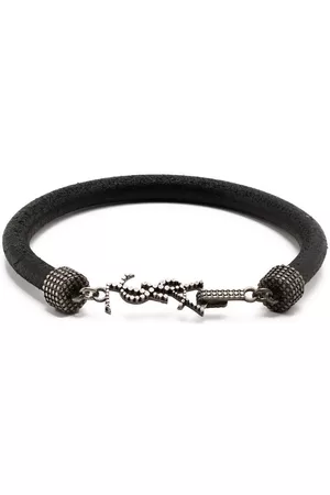 Saint Laurent Men Charm Bracelets - Studded YSL charm bracelet - Black