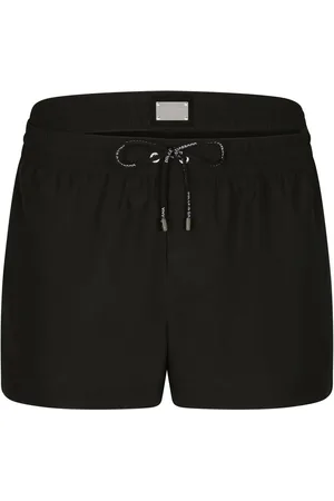 Dolce & Gabbana Double-waistband logo-tag swim shorts