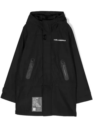 Karl Lagerfeld Boys Parkas - Slogan-patch hooded parka coat - Black